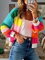 Geknoopt Zonder kraag Casual Trui Jas - thumbnail