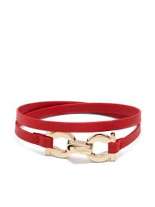 Ferragamo bracelet en cuir à plaque Gancini - Rouge