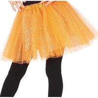 Petticoat/tutu verkleed rokje oranje glitters 31 cm voor meisjes - thumbnail
