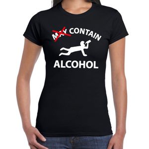 May contain alcohol drank fun t-shirt zwart voor dames