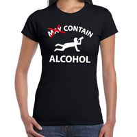 May contain alcohol drank fun t-shirt zwart voor dames - thumbnail