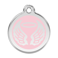 Angel Wings Pink roestvrijstalen hondenpenning large/groot dia. 3,8 cm - Reddingo