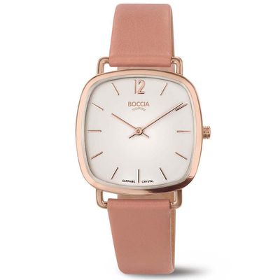 Boccia 3334-04 Horloge titanium-appelleder rosekleurig-roze-wit 33 mm