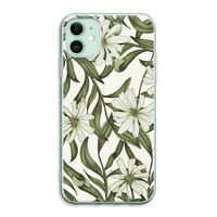 Wit bloemenpatroon: iPhone 11 Transparant Hoesje