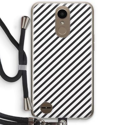 Strepen zwart-wit: LG K10 (2017) Transparant Hoesje met koord
