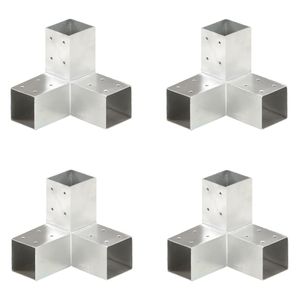 VidaXL Paalverbindingen 4 st y-vorm 71x71 mm gegalvaniseerd metaal
