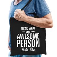 Awesome person / persoon cadeau tas zwart voor heren - Feest Boodschappentassen - thumbnail
