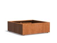 Cortenstaal plantenbak CARREZ met wielen 120x120x40cm.