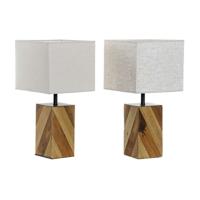 Bureaulamp DKD Home Decor 25,5 x 25,05 x 52 cm Spar Natuurlijk Beige Metaal Crème 220 V 60 W 25 x 25 x 21 cm (2 Stuks)