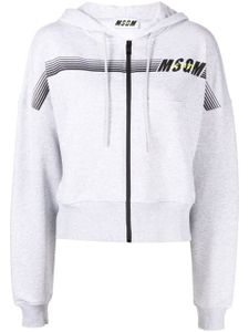 MSGM hoodie zippé à logo imprimé - Gris