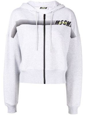 MSGM hoodie zippé à logo imprimé - Gris