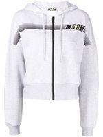 MSGM hoodie zippé à logo imprimé - Gris