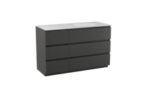 Balmani Lucida staand badmeubel 135 x 55 cm zwart eiken met Tablo Oval asymmetrisch rechtse wastafel in mat witte solid surface