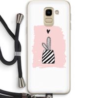 Zwart-wit cactus: Samsung Galaxy J6 (2018) Transparant Hoesje met koord