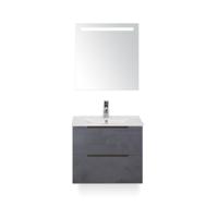 Seville Badmeubelset 60 cm - Beton Antraciet Edge greep - Wastafel Enjoy - met Sence Spiegel