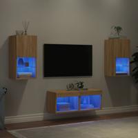 4-delige Tv-wandmeubelset met LED-verlichting sonoma eikenkleur 4-delige Tv-wandmeubelset met LED-verlichting sonoma eikenkleur