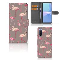 Sony Xperia 10 III | Telefoonhoesje | Met pasjeshouder | Flamingo