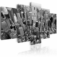 Schilderij - New York City - Wolkenkrabbers, Zwart-Wit, 5luik, premium print - thumbnail