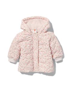 HEMA Baby Gewatteerde Jas Met Capuchon Bloemen Ecru (ecru)