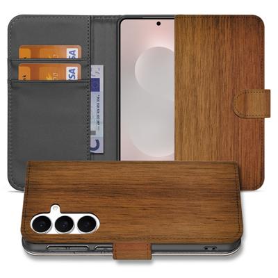 Samsung Galaxy S25 FE | Book Case | Donker Hout Met Pasjeshouder