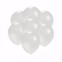 Zakje 50 metallic witte party ballonnen klein - thumbnail