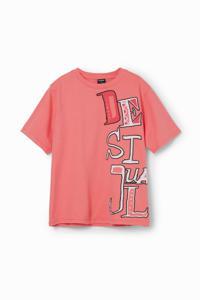 T-shirt met arty logo's - ORANGE - 7/8