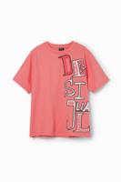 T-shirt met arty logo's - ORANGE - 7/8