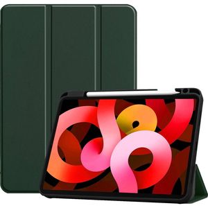 Basey Samsung Galaxy Tab S7 FE Hoesje Kunstleer Hoes Case Cover -Donkergroen