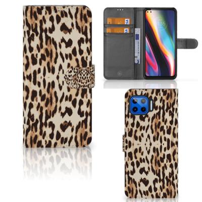 Motorola Moto G 5G Plus | Telefoonhoesje | Met pasjeshouder | Leopard