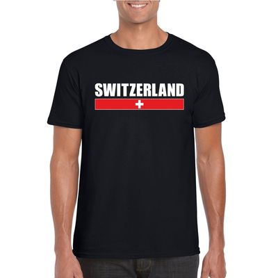 Zwart Zwitserland supporter t-shirt voor heren