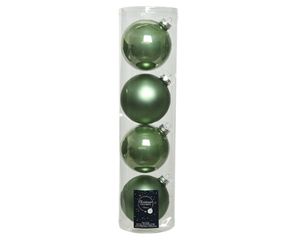 kerstbal glas d10cm s.groen 4st - Decoris