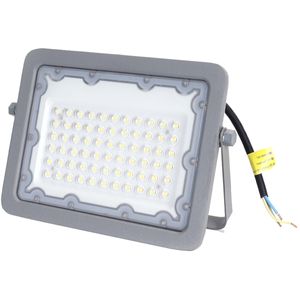 LED Bouwlamp - Aigi Zuino - 50 Watt - Helder/Koud Wit 6500K - Waterdicht IP65 - Kantelbaar - Mat Grijs - Aluminium