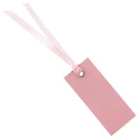 Cadeaulabels met lintje - set 12x stuks - roze - 3 x 7 cm - naam tags - thumbnail