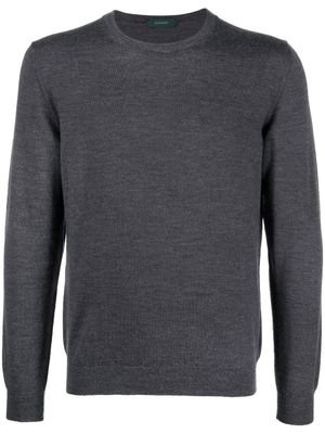Zanone pull en maille fine à col rond - Gris