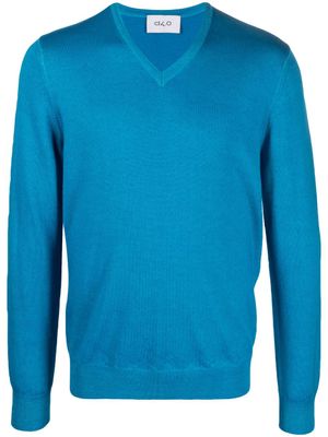 D4.0 pull en laine vierge à col rond - Bleu