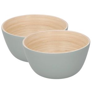 2x stuks bamboe snack schaaltje grijs 10 cm - Snack en tapasschalen