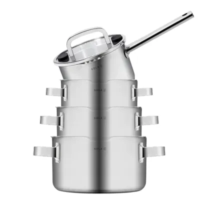 Sola Pannenset Juvia - RVS - Kookpan ø 16, 18, 20 cm & Steelpan ø 16 cm - Inductie & Downdraft geschikt - 4 Delig
