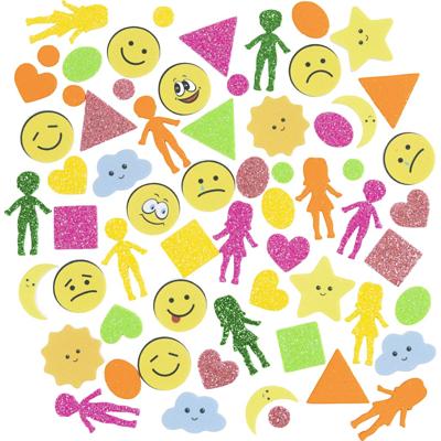 Creativ Company Foam stickers, geometrie, mensen, weer, smileys, zelfklevend, afm 10-40 mm, kleurrijk, 175 stuk/ 1 doos