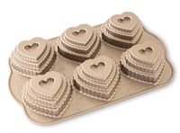 Nordic Ware Bakvorm Tiered Heart Bundtette Zilver - 6 stuks - thumbnail