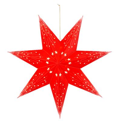 Verlichte kerstster - rood - 40 cm - op batterijen - 20 led lampjes - warm wit
