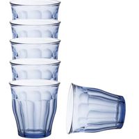 Drinkglazen/waterglazen Picardie - 6x stuks - blauw glas - 250 ML - Drinkglazen - thumbnail