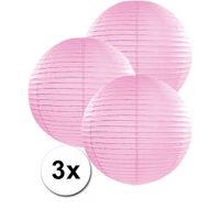 3 bolvormige lampionnen licht roze 35 cm - thumbnail