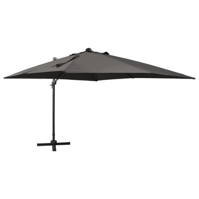 VidaXL Zweefparasol met paal en led-verlichting 300 cm antracietkleur