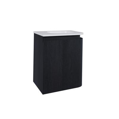 Thebalux Epoch Toiletmeubel - 36x35x41cm - ronding rechts - hoek links - 1 deur - Corian wastafel - zonder kraangat - Chocolate 9TT35134C