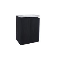 Thebalux Epoch Toiletmeubel - 36x35x41cm - ronding rechts - hoek links - 1 deur - Corian wastafel - zonder kraangat - Chocolate 9TT35134C