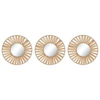Set spiegels Home ESPRIT Natuurlijk Scandi 20 x 2 x 20 cm (3 Onderdelen)