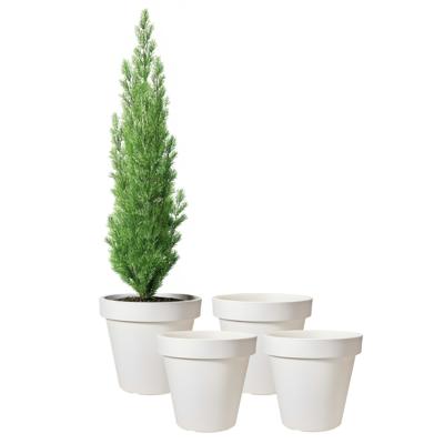 Pro Garden Bloempot - 4x - wit - rond - D50 cm - kunststof - plantenpot - tuin buiten