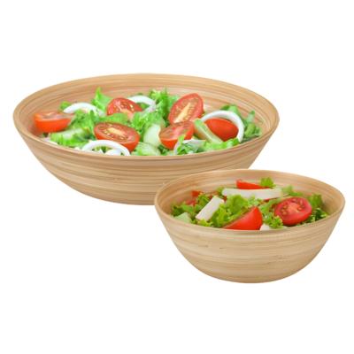 Serveerschaal/saladeschaal set - D30 / D18 - bamboe - naturel - met 4x kommetjes Serveerschaal/saladeschaal set - D30 / D18 - bamboe - naturel - met 4x kommetjes