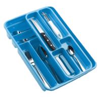 Plasticforte Bestekbak - blauw - 10-vaks - 2 lagen - besteklade - organizer