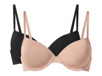 esmara Set van 2 dames beugel-bh's (Zwart/beige, 85B)